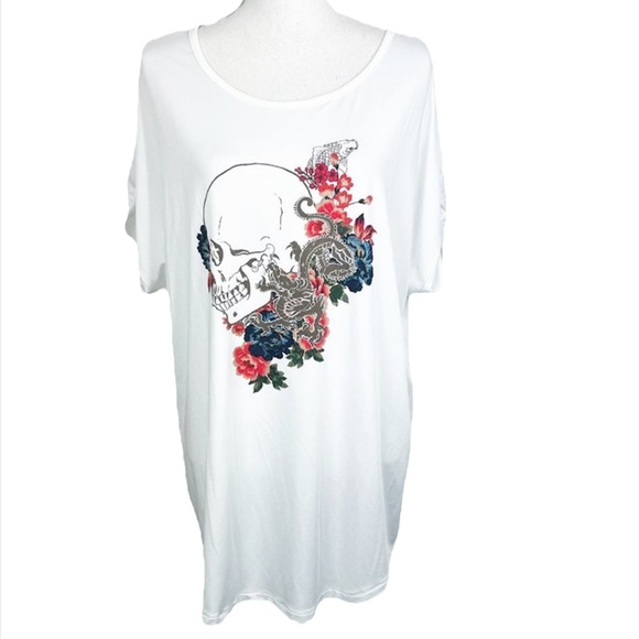 torrid Tops - Torrid Active Scoop Neck Short Sleeve Tee Shirt Skull Floral Round Hem Workout